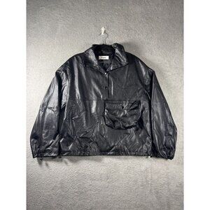 Frankie Shop Black Faux Leather Womens Jacket With Pocket Detail & Adjustable He